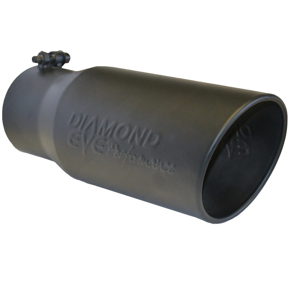 Diamond Eye Angle Cut Rolled Edge Bolt On Black Powdercoat Exhaust Tip