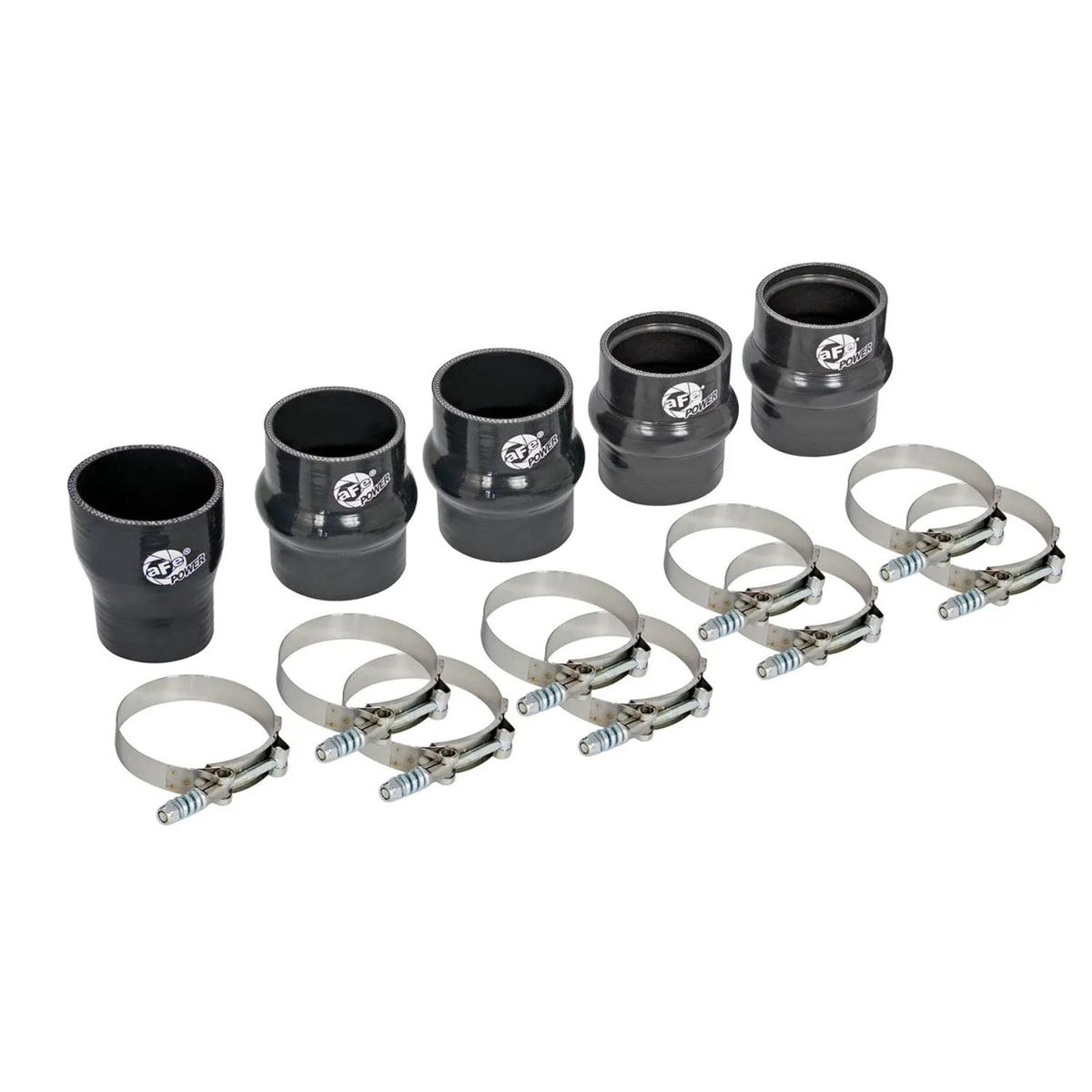 aFe POWER BladeRunner Intercooler Couplings Kit for turbo trucks, high-temp silicone clamps for performance and reliability