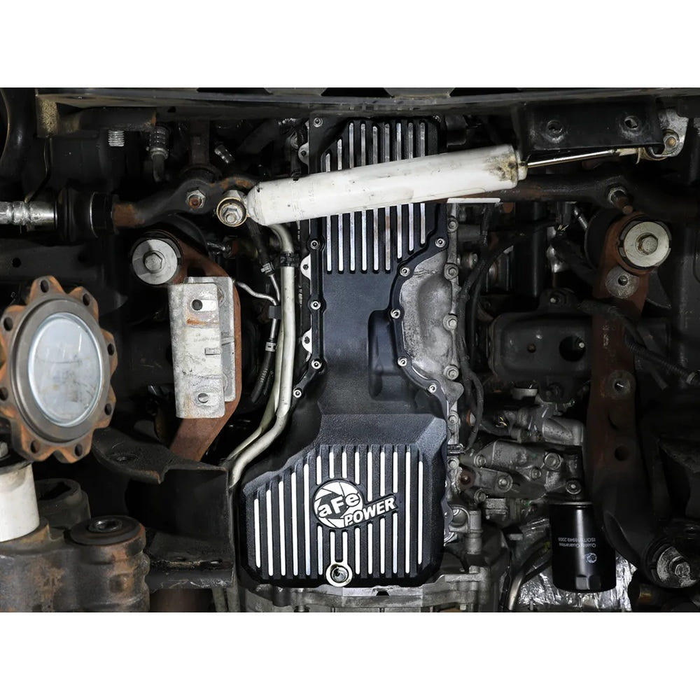 AFE Power Pro Series Engine Oil Pan Black With Machined Fins for 17-19 GM 6.6L Duramax L5P