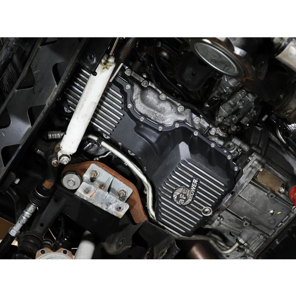 AFE Power Pro Series Engine Oil Pan Black With Machined Fins for 17-19 GM 6.6L Duramax L5P