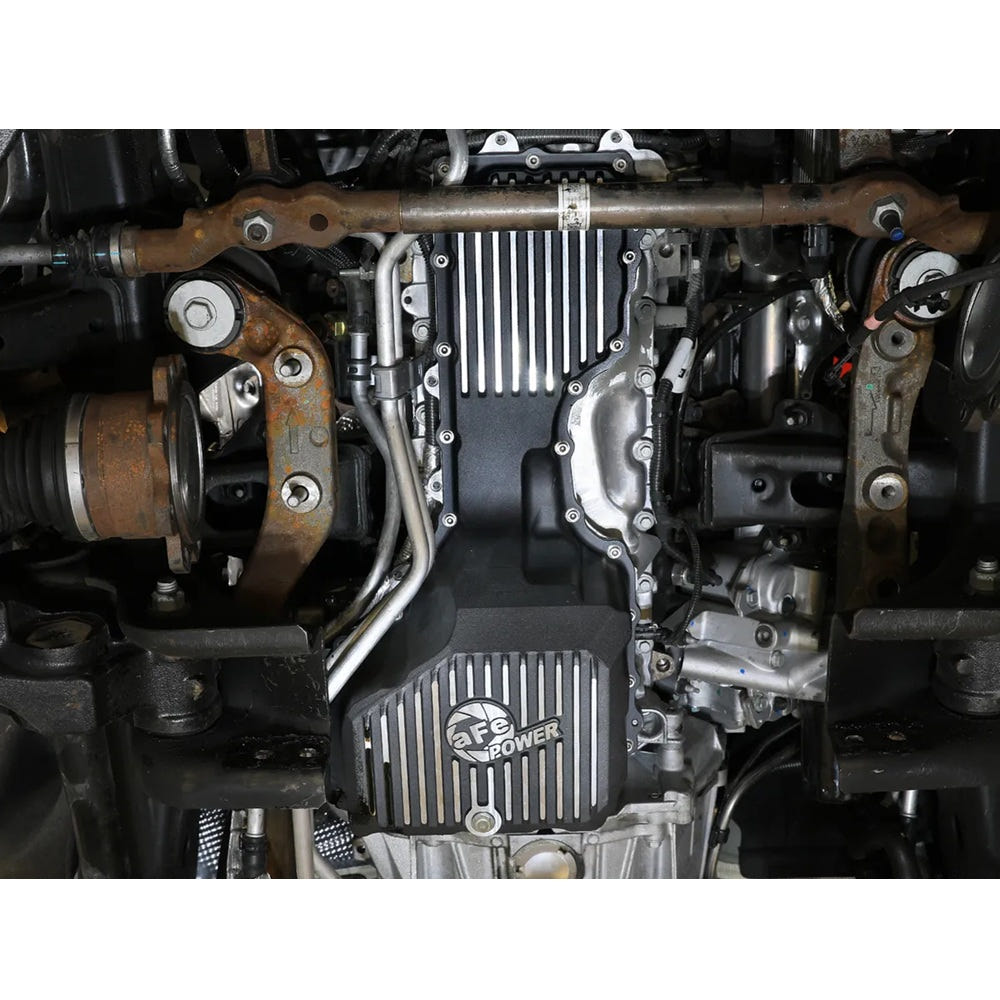 AFE Power Pro Series Engine Oil Pan Black With Machined Fins for 20-25 GM 6.6L Duramax L5P