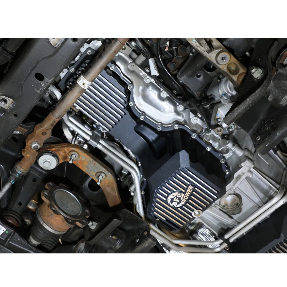 AFE Power Pro Series Engine Oil Pan Black With Machined Fins for 20-25 GM 6.6L Duramax L5P