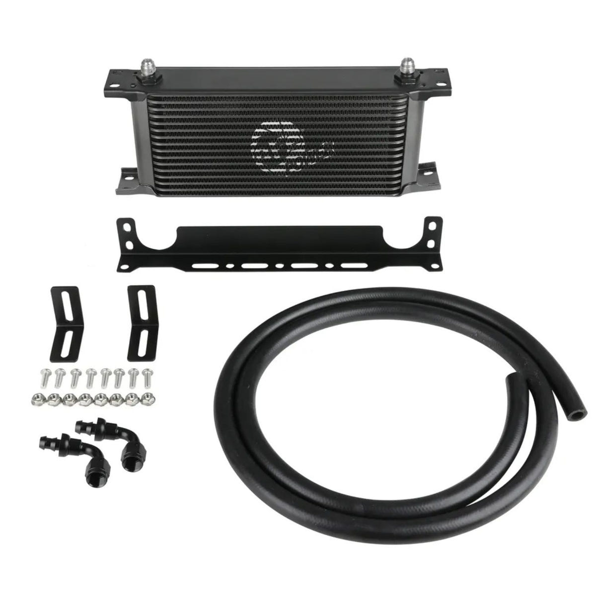 Performance oil cooler kit by aFe BladeRunner to reduce engine and transmission heat
