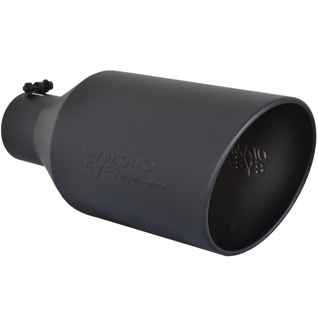Diamond Eye Angle Cut Rolled Edge Bolt On Black Powdercoat Exhaust Tip