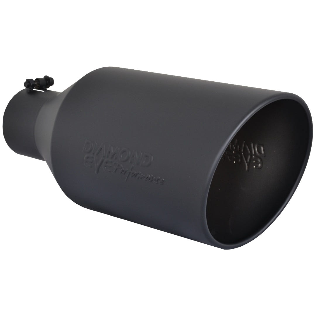 Diamond Eye Angle Cut Rolled Edge Bolt On Black Powdercoat Exhaust Tip
