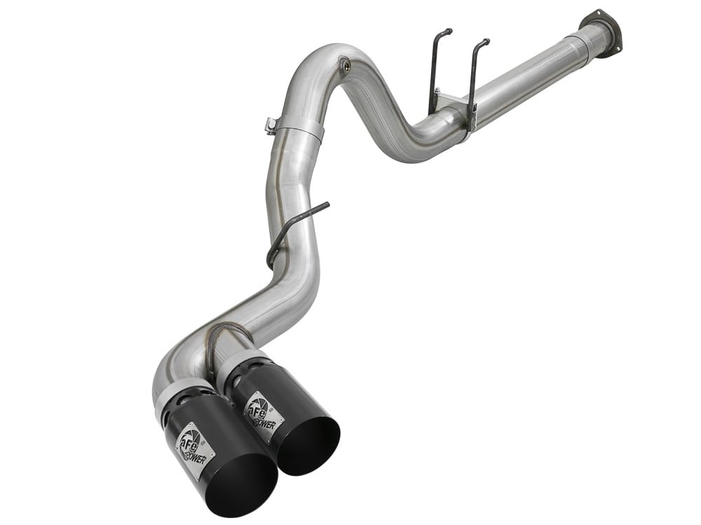 AFE Rebel XD Series 4" 409 Stainless Steel DPF-Back Exhaust Dual Tips for 17-25 Ford 6.7L Powerstroke