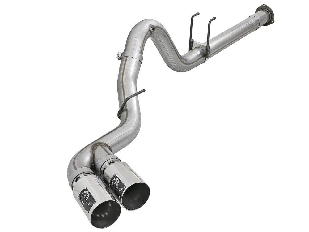AFE Rebel XD Series 4" 409 Stainless Steel DPF-Back Exhaust Dual Tips for 17-25 Ford 6.7L Powerstroke