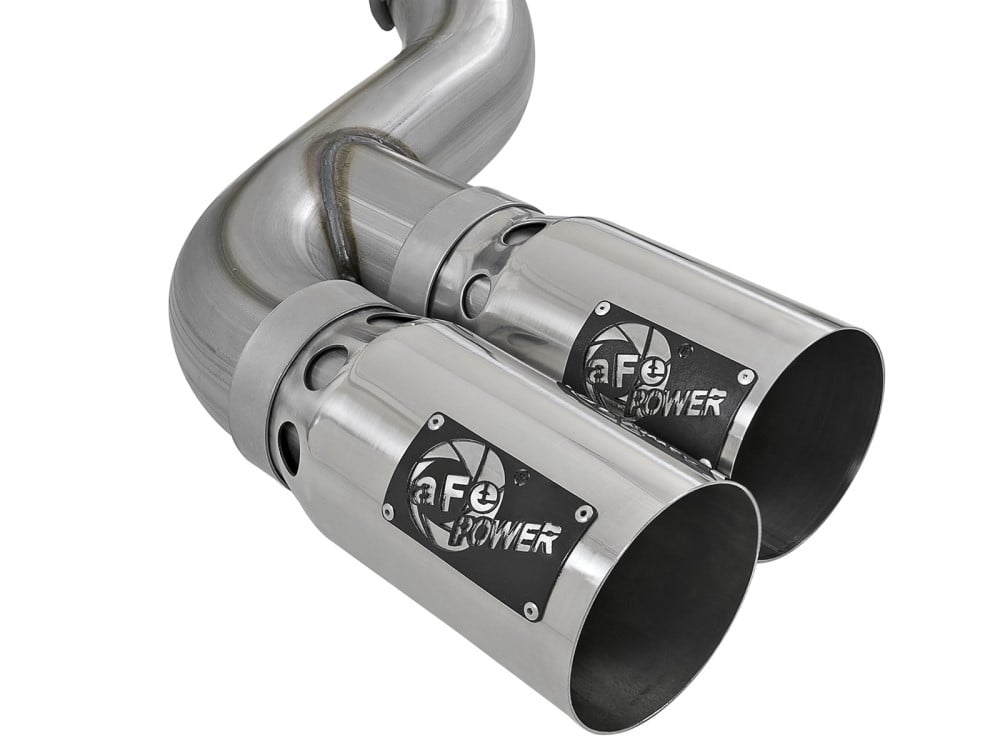 AFE Rebel XD Series 4" 409 Stainless Steel DPF-Back Exhaust Dual Tips for 17-25 Ford 6.7L Powerstroke