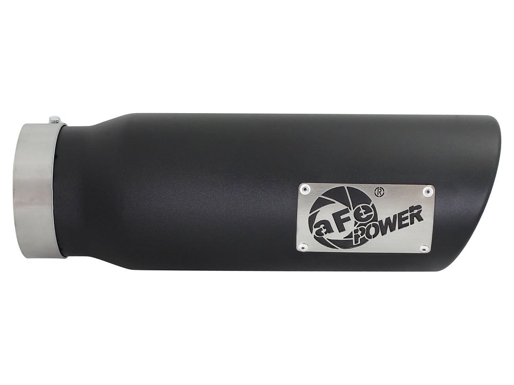 AFE Black Stainless Steel Rolled Angle Cut 4" x 5" x 15" Exhaust Tip