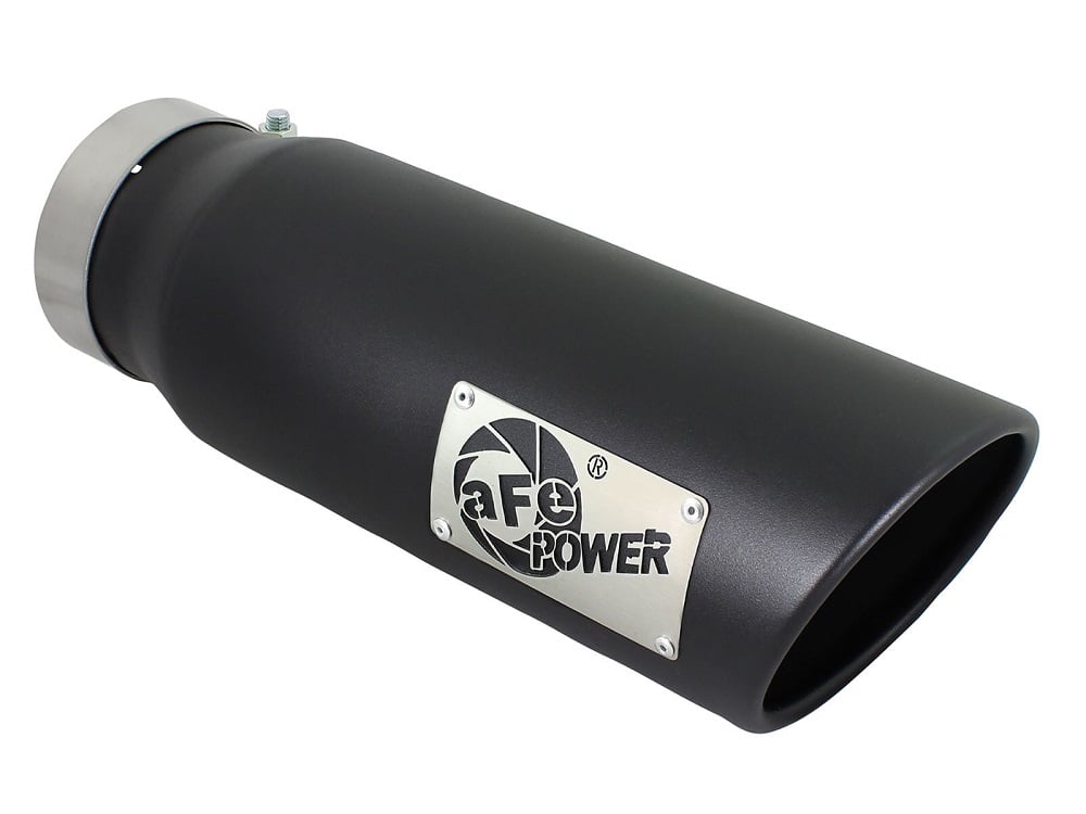 AFE Black Stainless Steel Rolled Angle Cut 4" x 5" x 15" Exhaust Tip