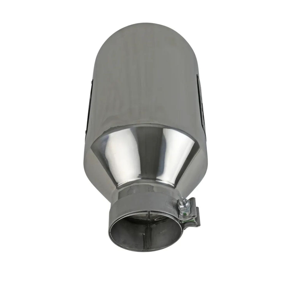 Shiny polished 4" clamp-on exhaust tip with laser-cut aFe POWER logo