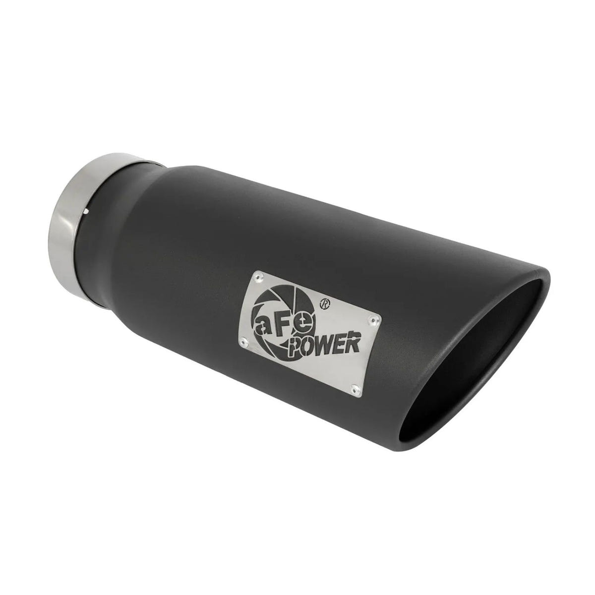 aFe MACH Force-XP 5 inch black stainless steel exhaust tip 5 inch inlet 6 inch outlet diesel truck clamp-on tip