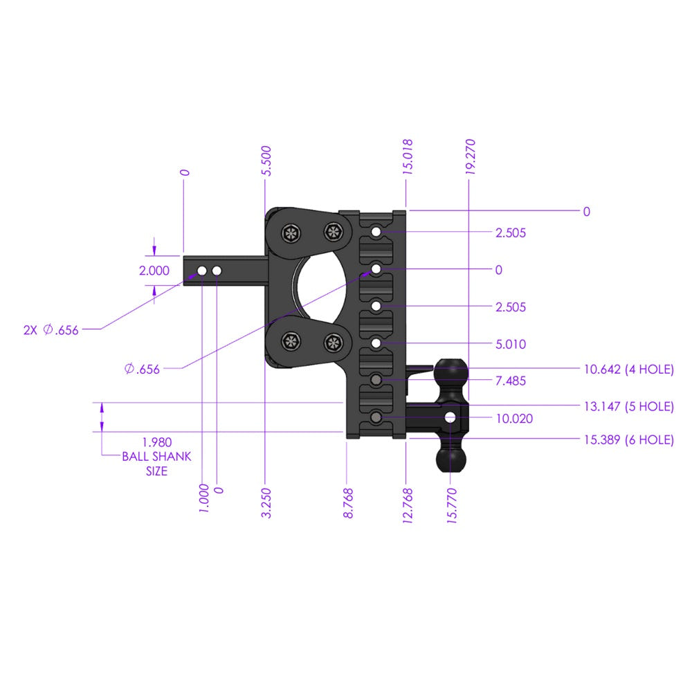 Gen-Y Hitch The Boss 10K Drop Hitch - 2.5" Shank With Dual-Ball - 5" and 7.5" and 10" Drop