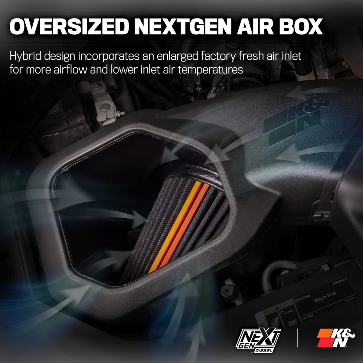 K&amp;N NEXTGEN Dry Flow Cold Air Intake for 19-24 Ram 2500 and 3500 6.7L Cummins