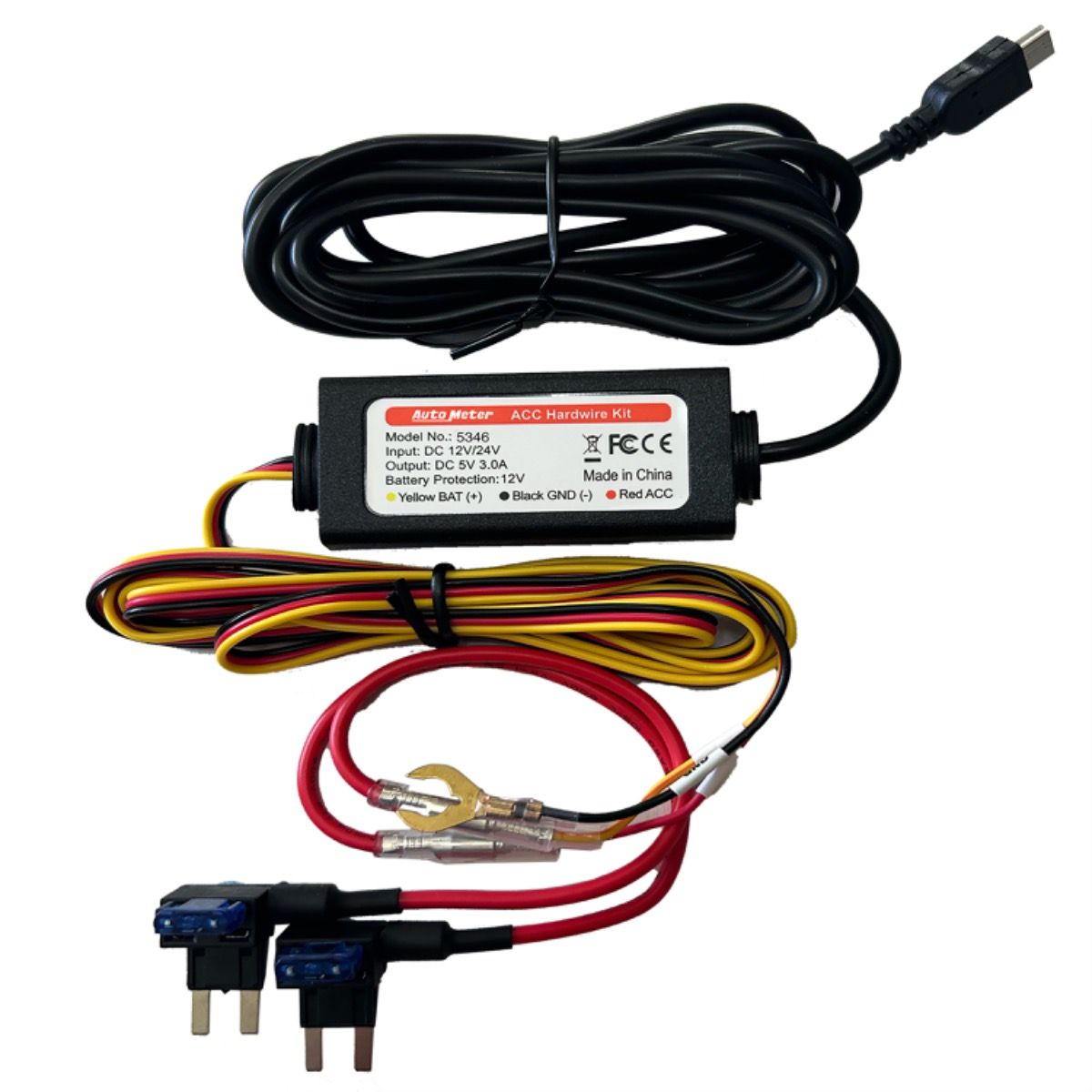 Auto Meter Guardian 360 Dash Cam Hard Wire Kit W and Parking Mode