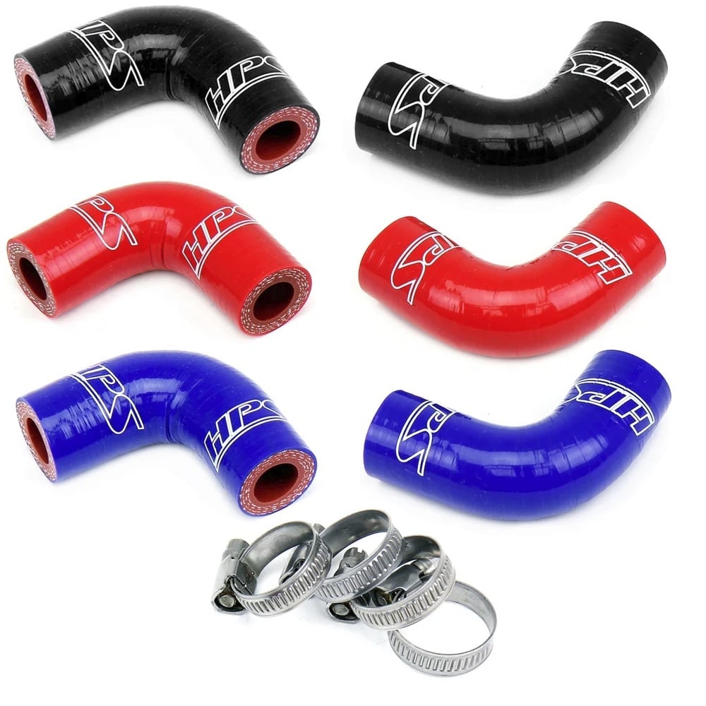 HPS High Temp Reinforced Silicone Oil Cooler Coolant Elbow Hose Kit for 03-07 Dodge 5.9L Cummins