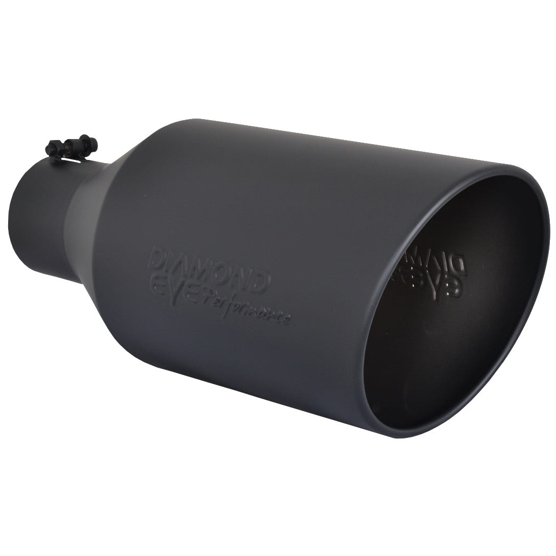 Diamond Eye Angle Cut Rolled Edge Bolt On Black Powdercoat Exhaust Tip