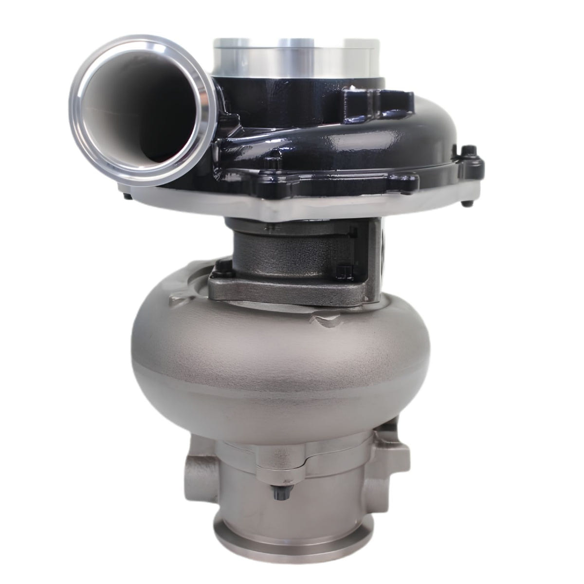 Bully Dog turbocharger with black powder-coated compressor housing