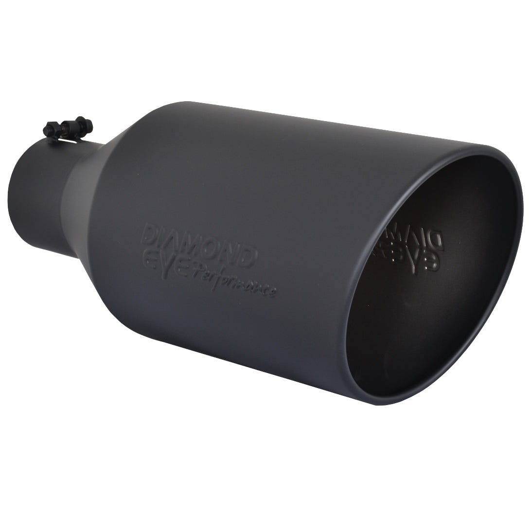 Diamond Eye Angle Cut Rolled Edge Bolt On Black Powdercoat Exhaust Tip