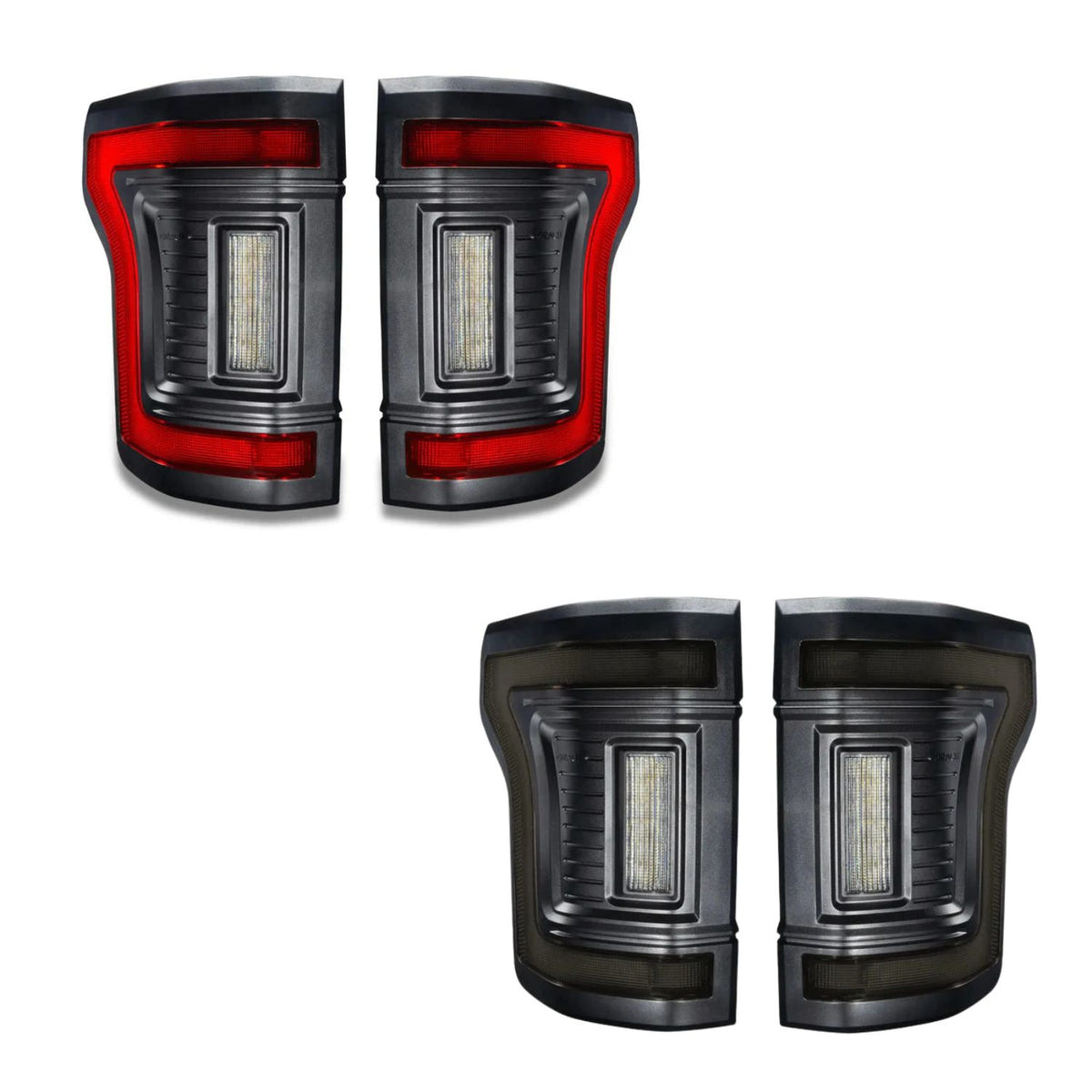 2015–2020 Ford F-150 flush mount LED tail lights standard red and tinted lens comparison