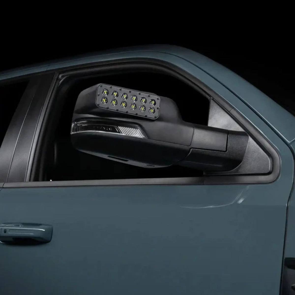 Ram 1500 side mirror LED light bars providing enhanced peripheral off-road illumination