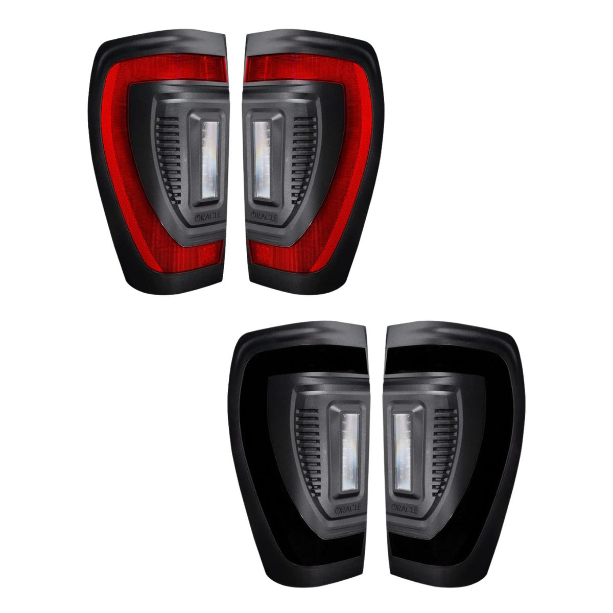 Flush mount LED tail lights installed on GMC Sierra with bright reverse lighting and sleek profile