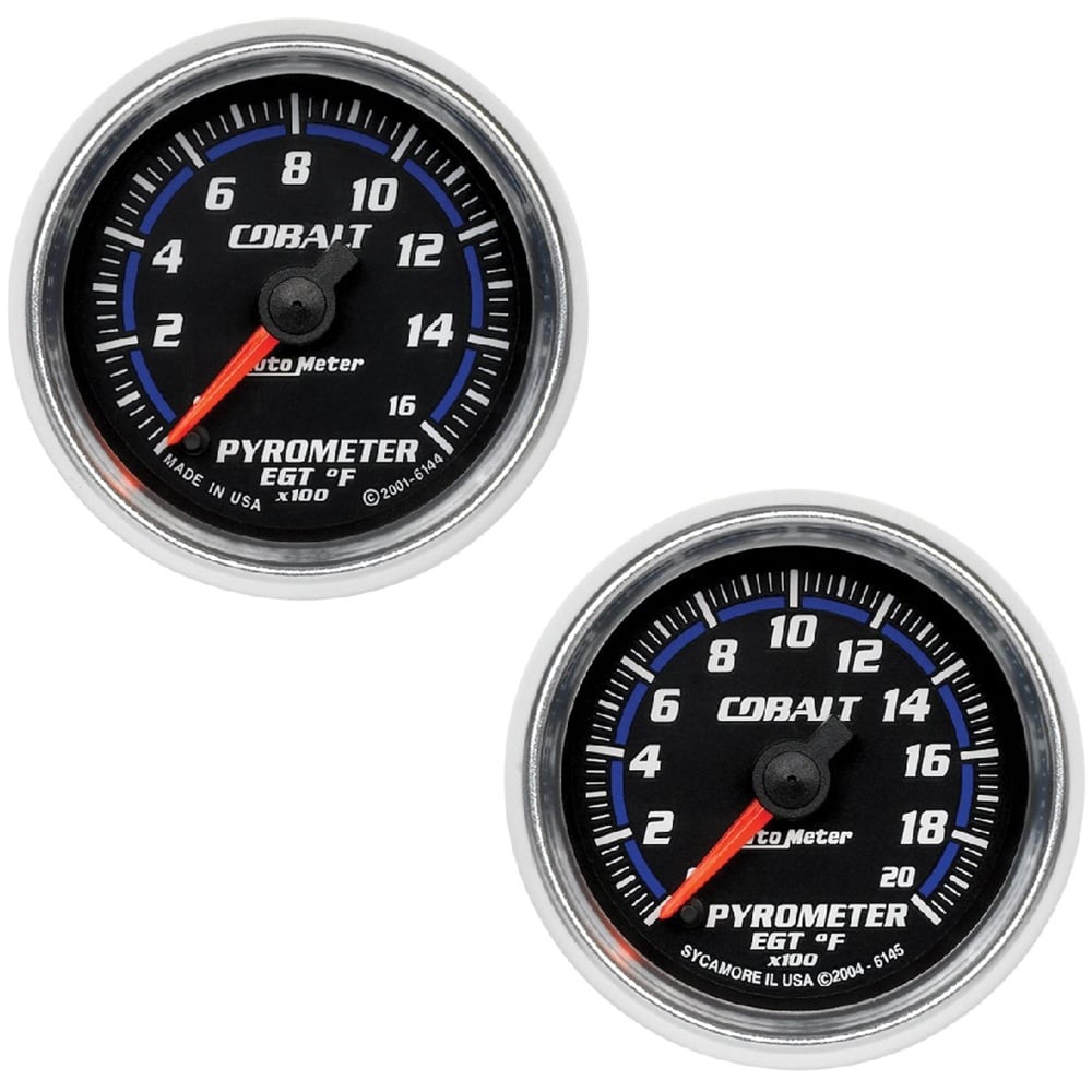 Auto Meter 2-1 and 16" Cobalt Pyrometer EGT Gauge 0-1600° F 0-2000° F