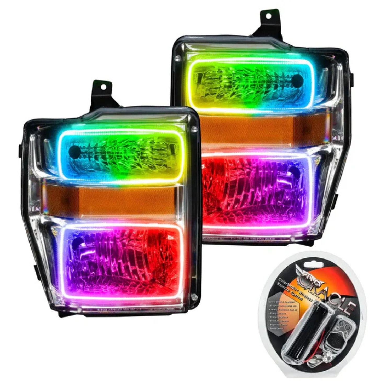Oracle 2008-2010 Ford F-250/F-350 chrome halo headlights ColorSHIFT RF controller
