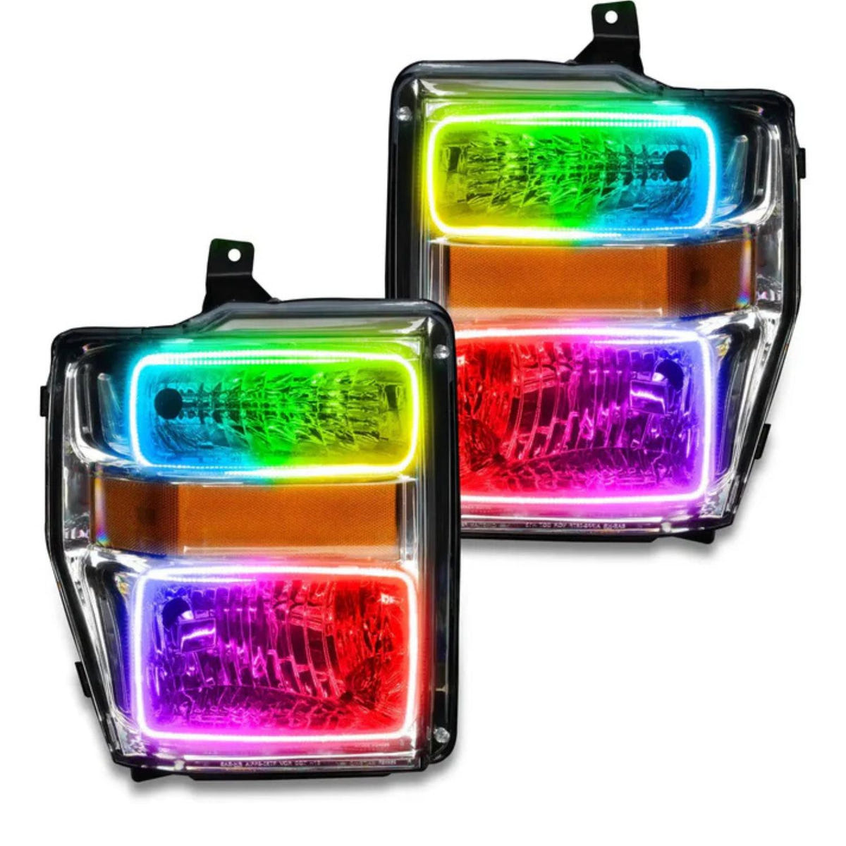 Oracle 2008-2010 Ford F-250/F-350 chrome halo headlights ColorSHIFT no controller