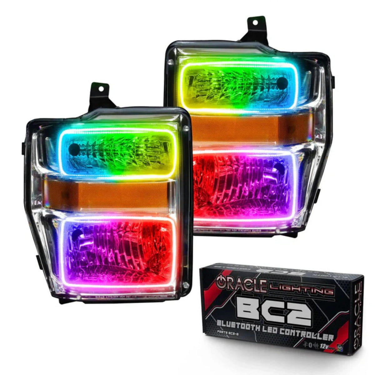 Oracle 2008-2010 Ford F-250/F-350 chrome halo headlights ColorSHIFT BC2 controller