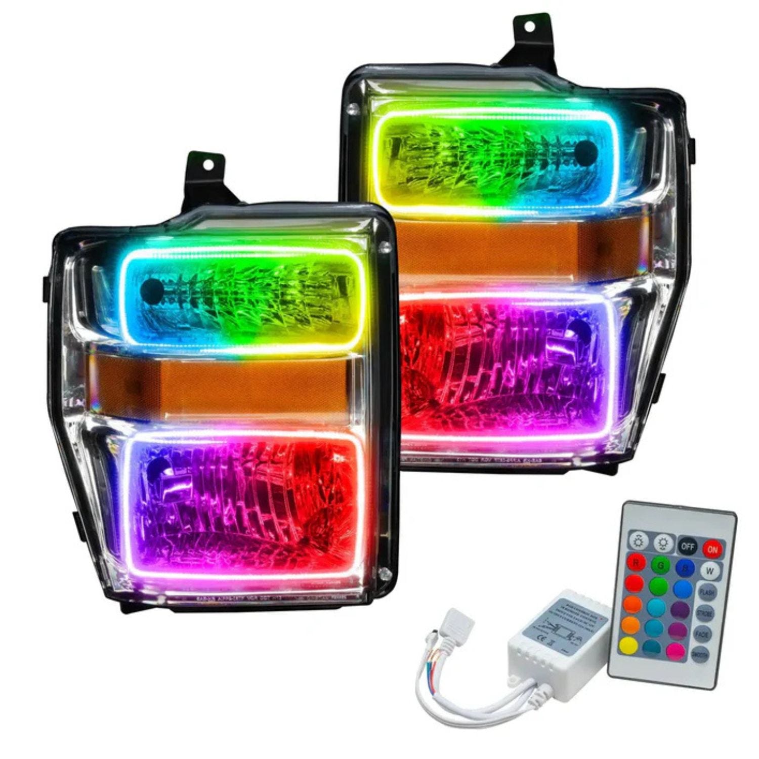 Oracle 2008-2010 Ford F-250/F-350 chrome halo headlights ColorSHIFT simple controller