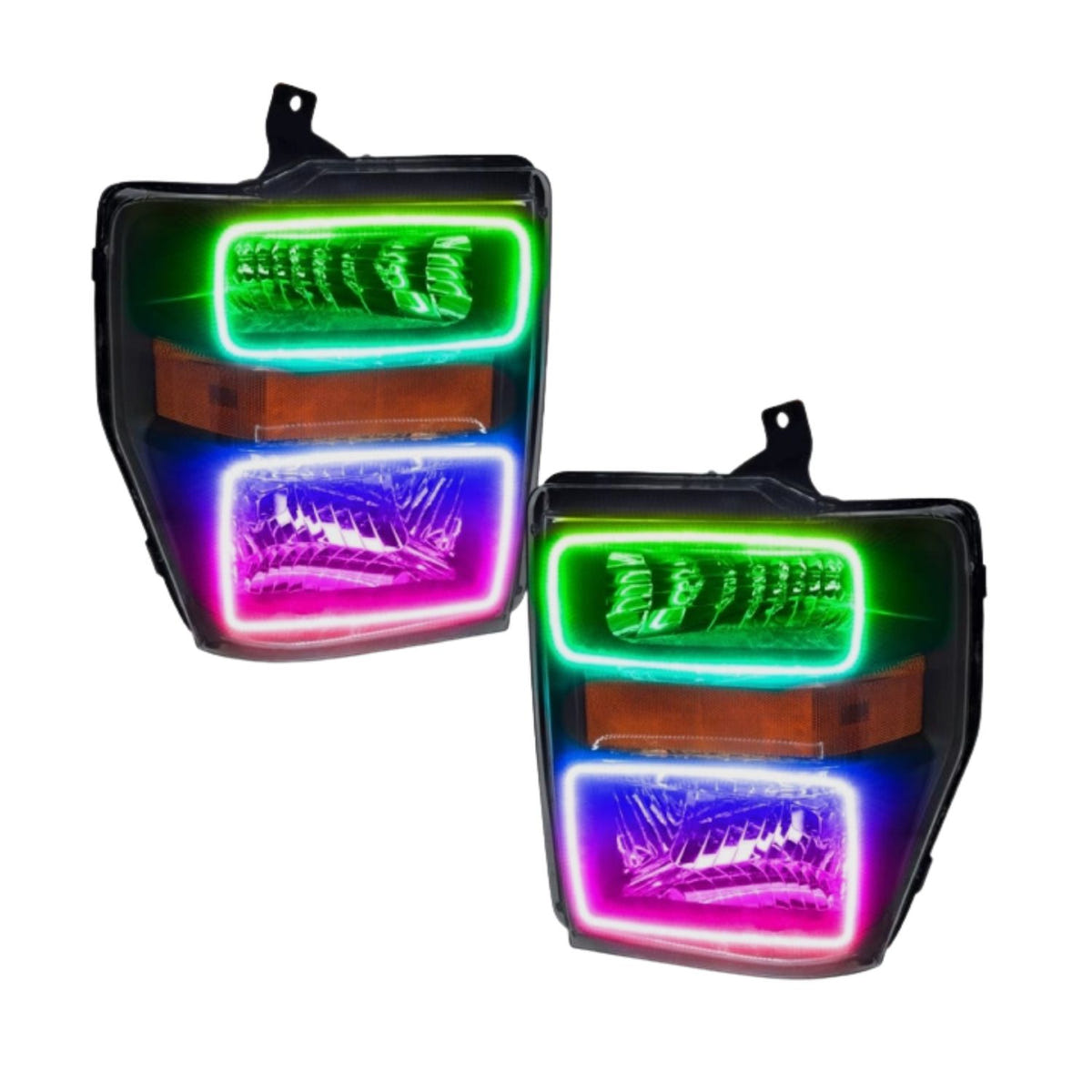 OEM style Ford Super Duty Halo headlights with white ORACLE lighting