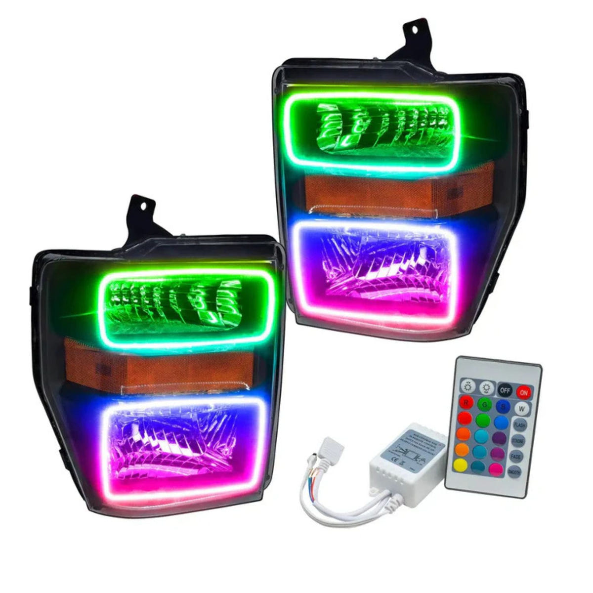 Ford F-250 F-350 Halo headlights with ColorSHIFT ORACLE halos