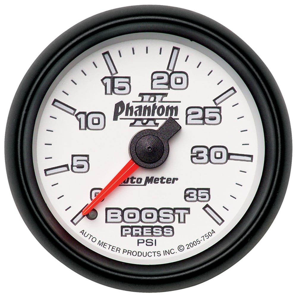 Auto Meter 2-1 and 16" Phantom II Boost Gauge 0-35 PSI either 0-60 PSI either 0-100 PSI