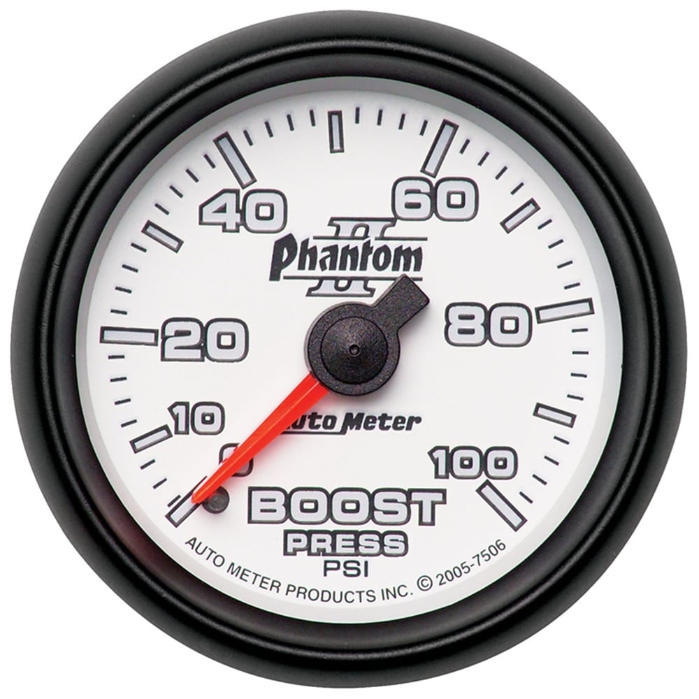 Auto Meter 2-1 and 16" Phantom II Boost Gauge 0-35 PSI either 0-60 PSI either 0-100 PSI