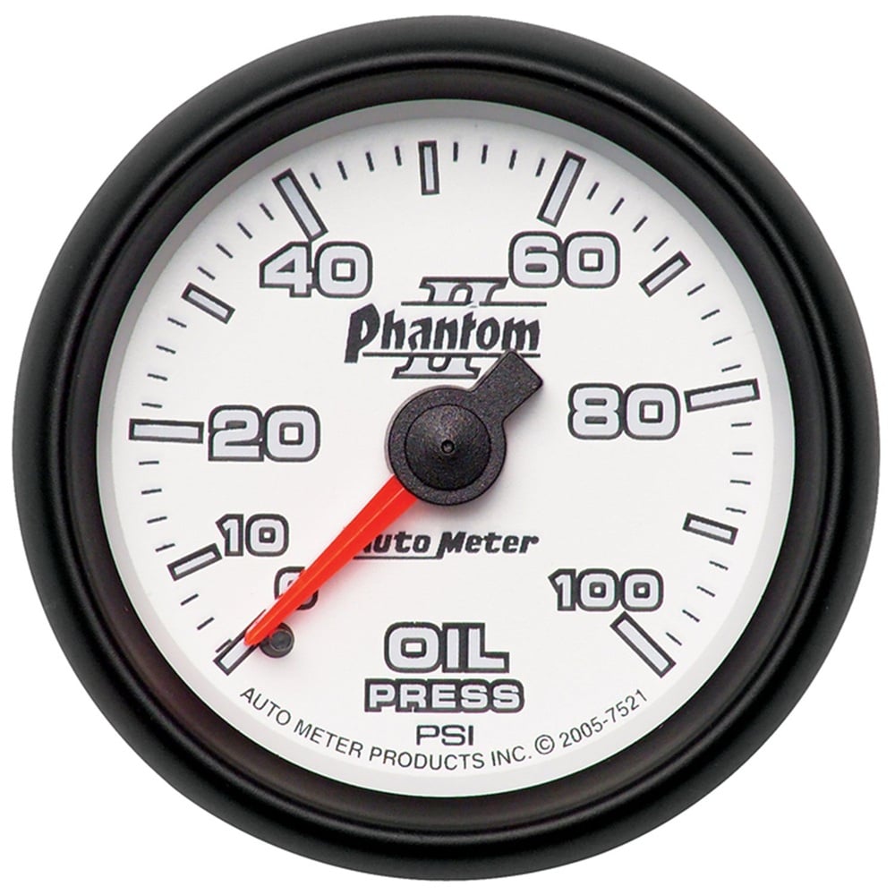 Auto Meter 2-5 and 8" Phantom II Oil Pressure Gauge 0-100 PSI