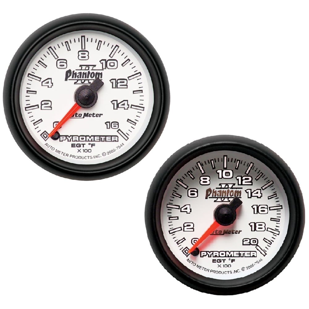 Auto Meter 2-1 and 16" Phantom II Pyrometer EGT Gauge 0-1600° F 0-2000° F