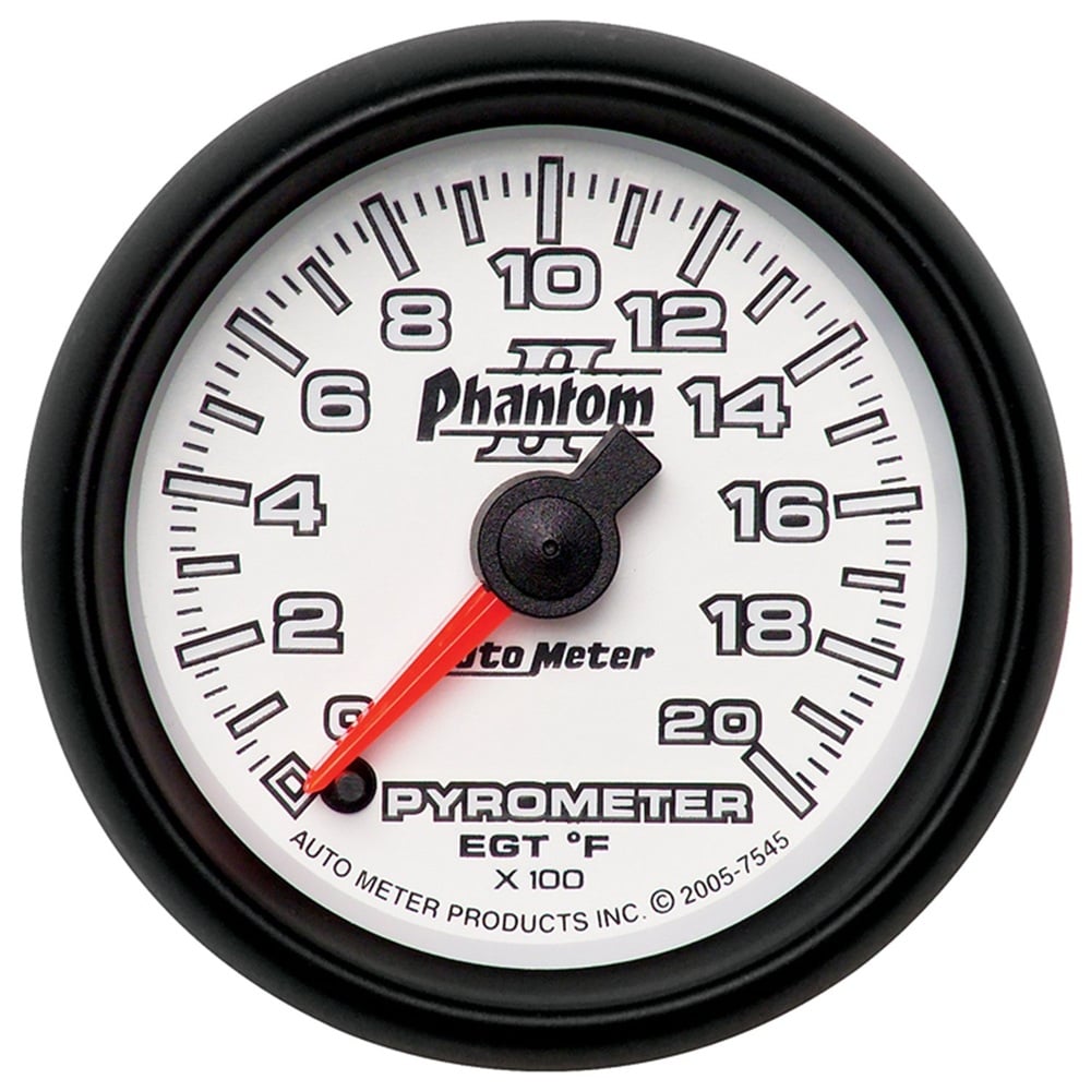 Auto Meter 2-1 and 16" Phantom II Pyrometer EGT Gauge 0-1600° F 0-2000° F