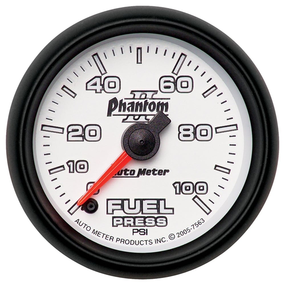 Auto Meter 2-1 and 16" Phantom II Fuel Pressure Gauge 0-100 PSI