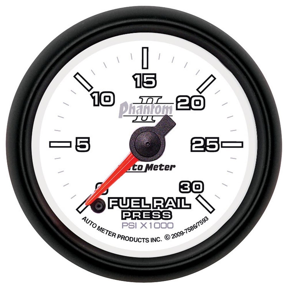 Auto Meter 2-1 and 16" Phantom II Fuel Rail Pressure Gauge 0-30K PSI