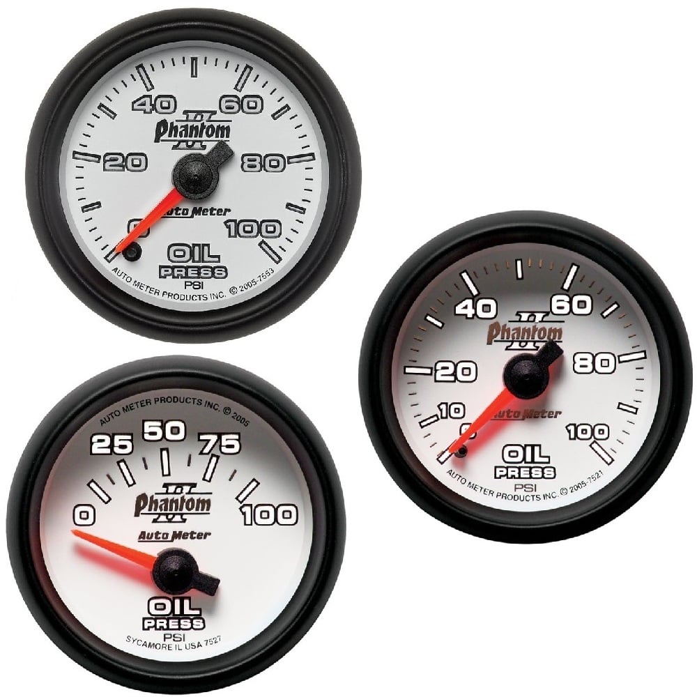 Auto Meter 2-5 and 8" Phantom II Oil Pressure Gauge 0-100 PSI