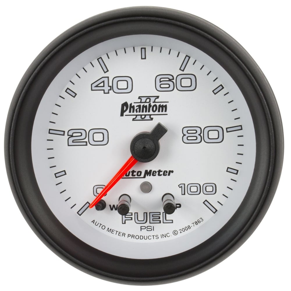 Auto Meter 2-5 and 8" Phantom II Fuel Pressure Gauge 0-100 PSI