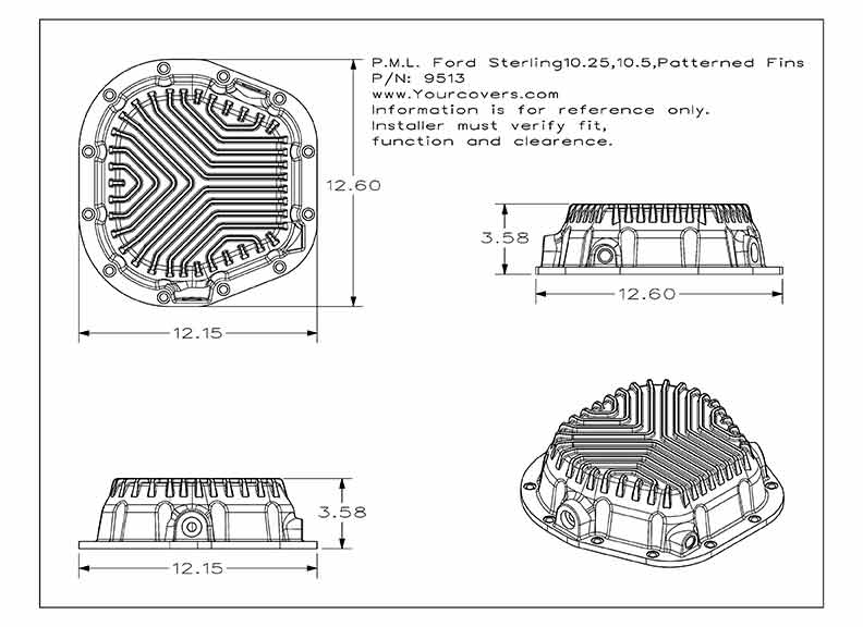 PML Covers Rear 10.25" 10.5" Differential Cover for 89-23 Ford Sterling F-250 and F-350 SRW