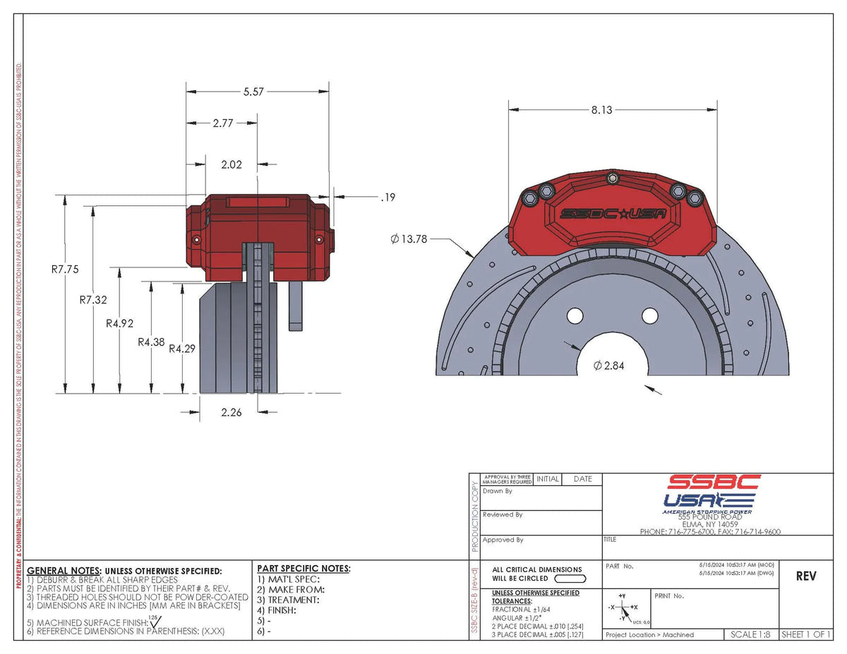 SSBC-USA M6-Moab Direct Fit Rear Caliper Upgrade Kit for 20-23 Jeep 3.0L EcoDiesel JT