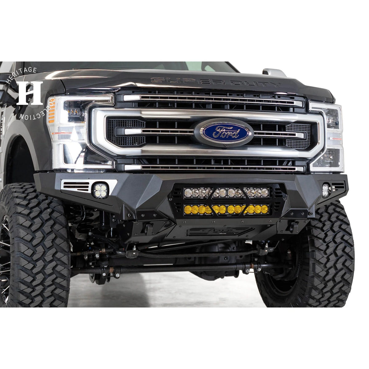 Addictive Desert Designs Bomber Front Bumper With Dual 20-Inch Light Mounts 17-22 Ford 6.7L Super Duty