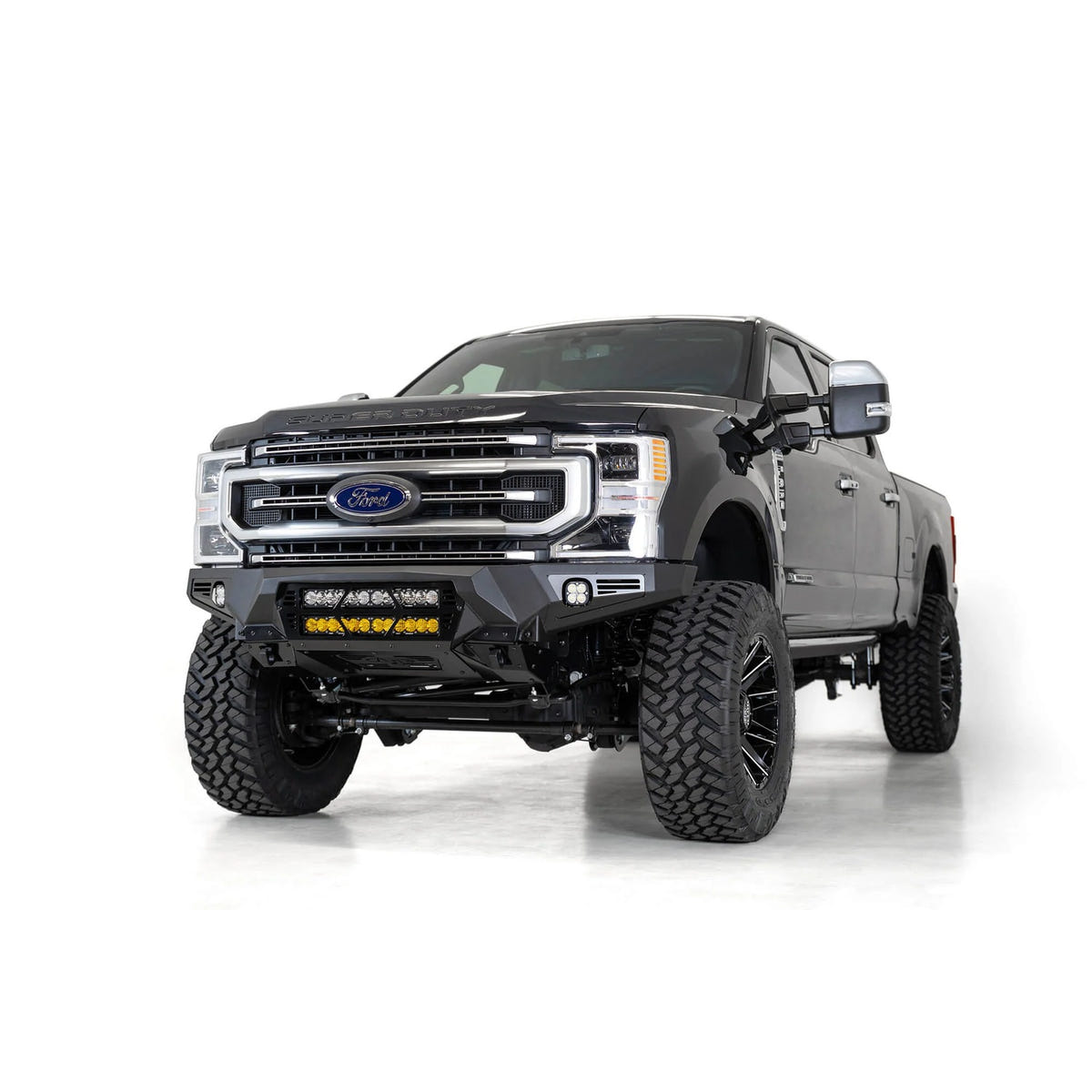 Addictive Desert Designs Bomber Front Bumper With Dual 20-Inch Light Mounts 17-22 Ford 6.7L Super Duty