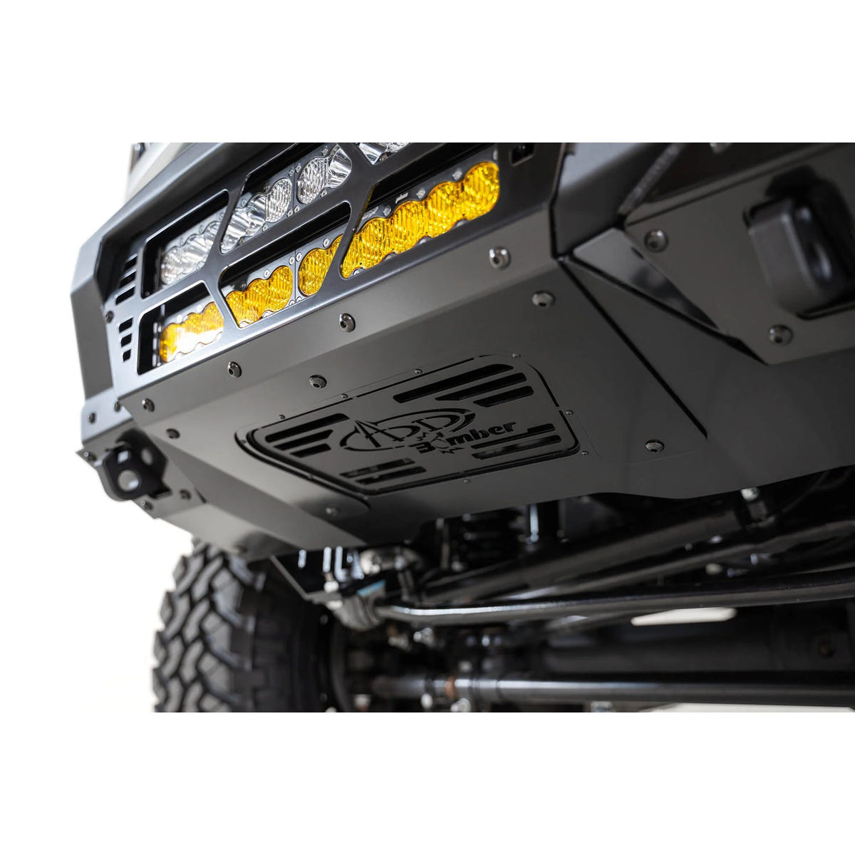 Addictive Desert Designs Bomber Front Bumper With Dual 20-Inch Light Mounts 17-22 Ford 6.7L Super Duty