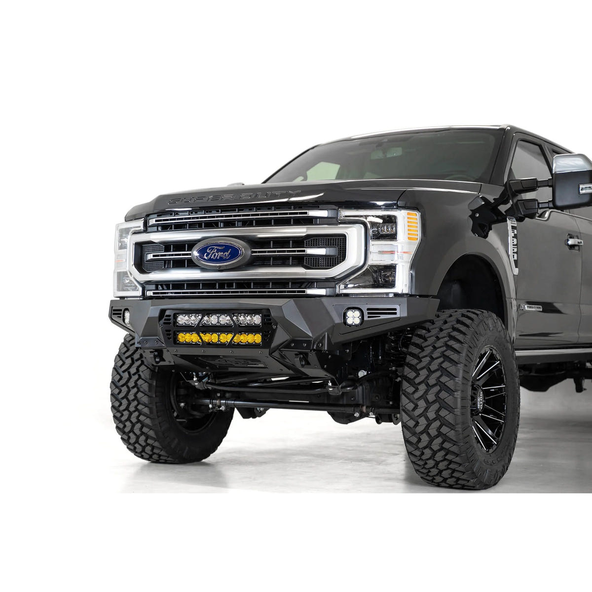 Addictive Desert Designs Bomber Front Bumper With Dual 20-Inch Light Mounts 17-22 Ford 6.7L Super Duty