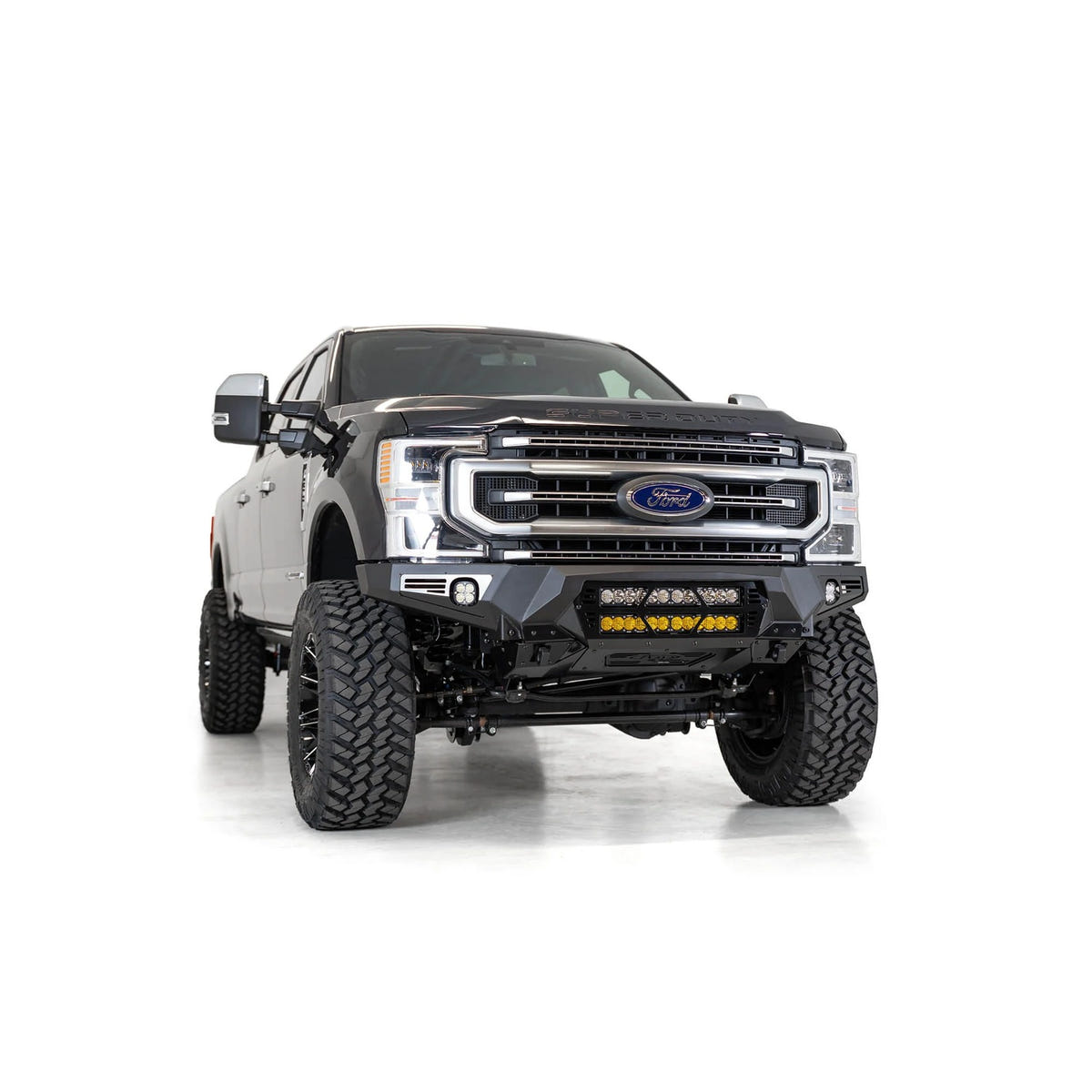 Addictive Desert Designs Bomber Front Bumper With Dual 20-Inch Light Mounts 17-22 Ford 6.7L Super Duty