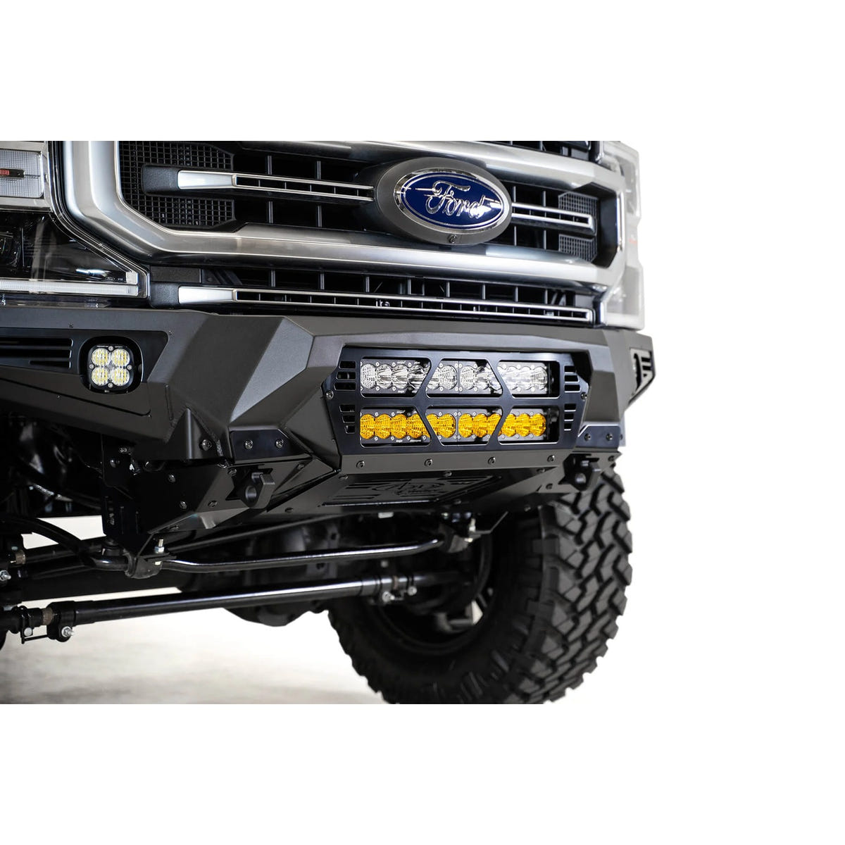 Addictive Desert Designs Bomber Front Bumper With Dual 20-Inch Light Mounts 17-22 Ford 6.7L Super Duty